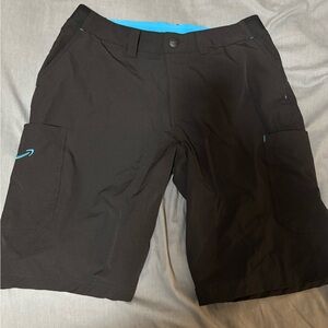 Women’s Black Active Cargo Shorts with Blue Trim